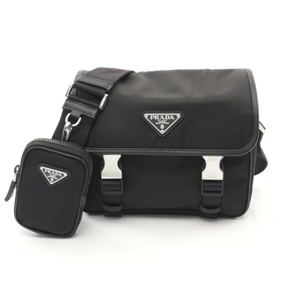 Prada RE TESSUTO SAFFIANO Shoulder Bag Saffiano Leather Black